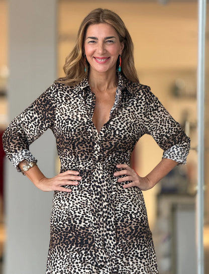 Vestido camisero animal print
