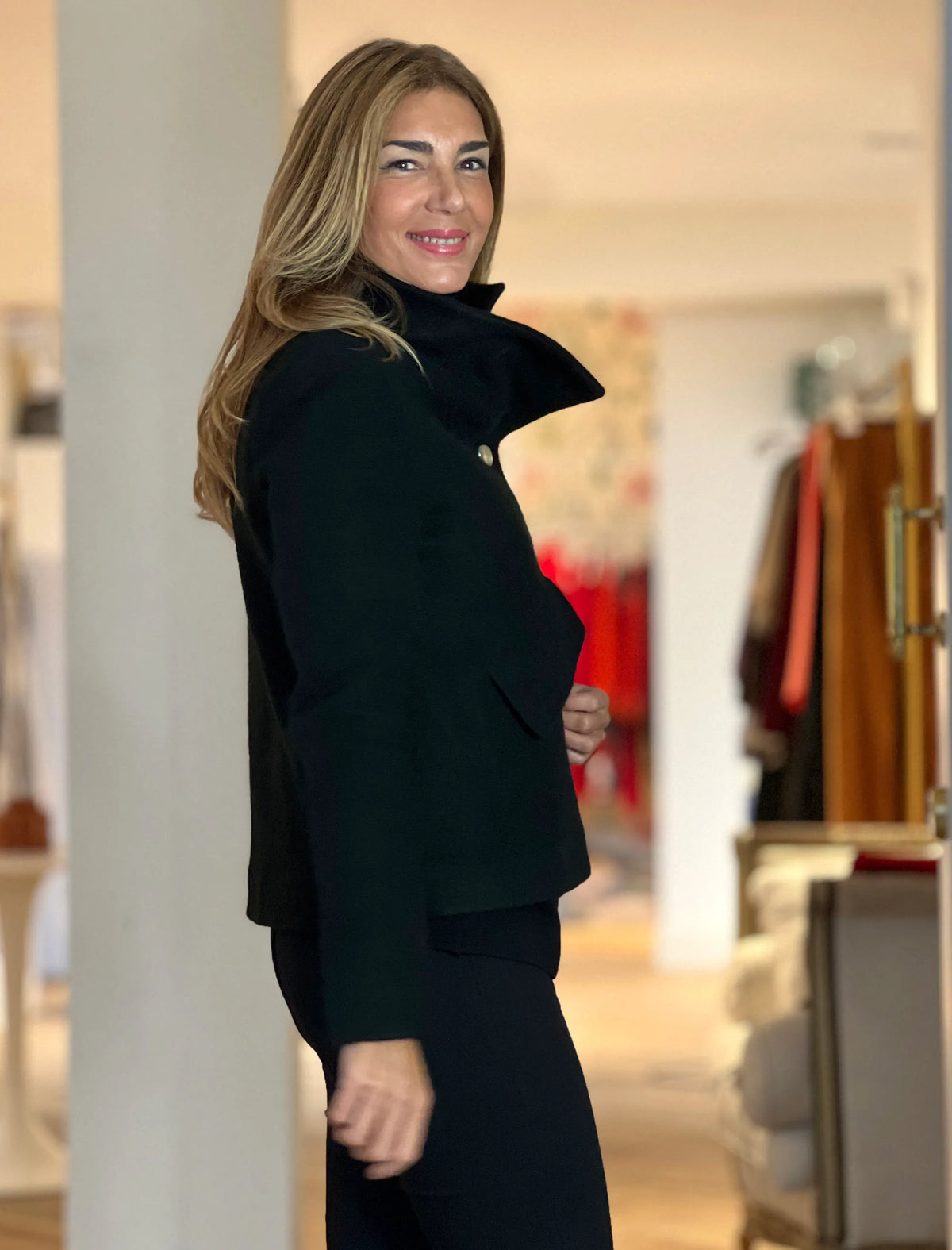 Chaqueta supersuave de botones negro