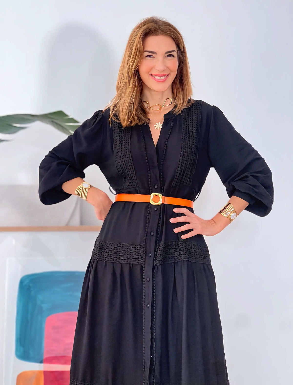 Vestido camisero bonito negro