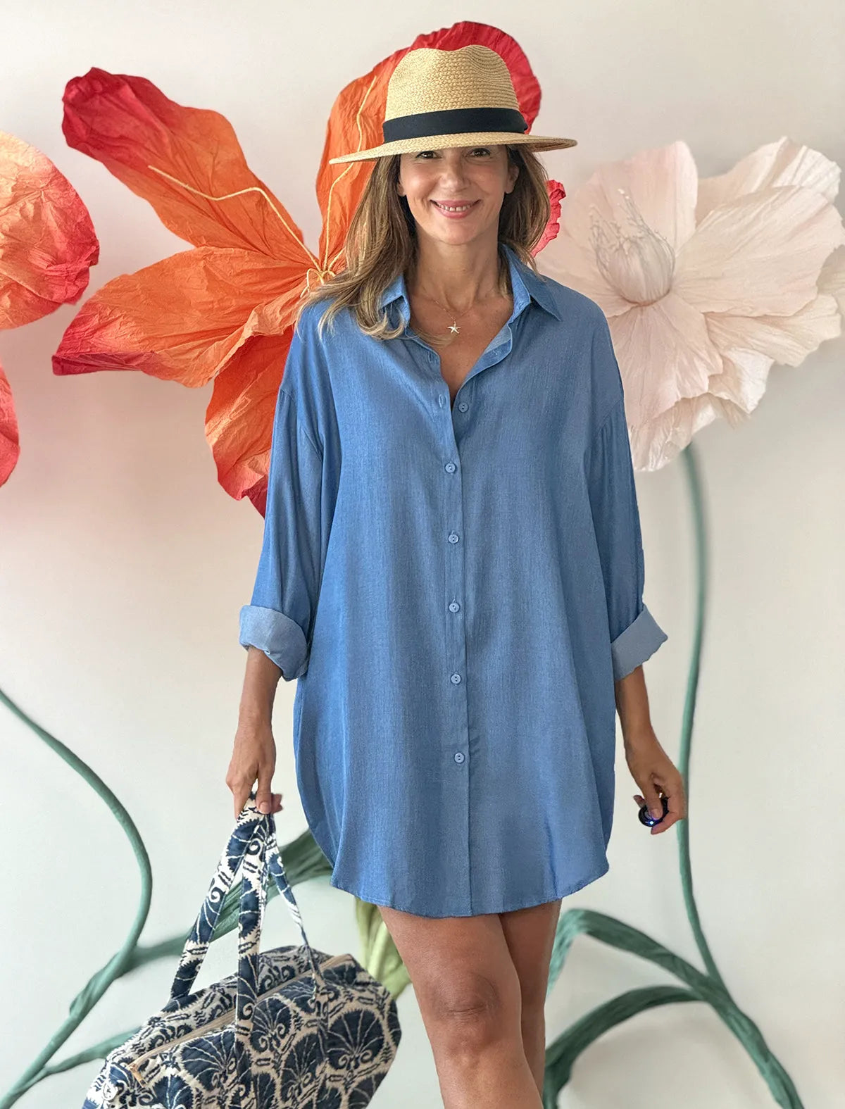 Camisa large jeans