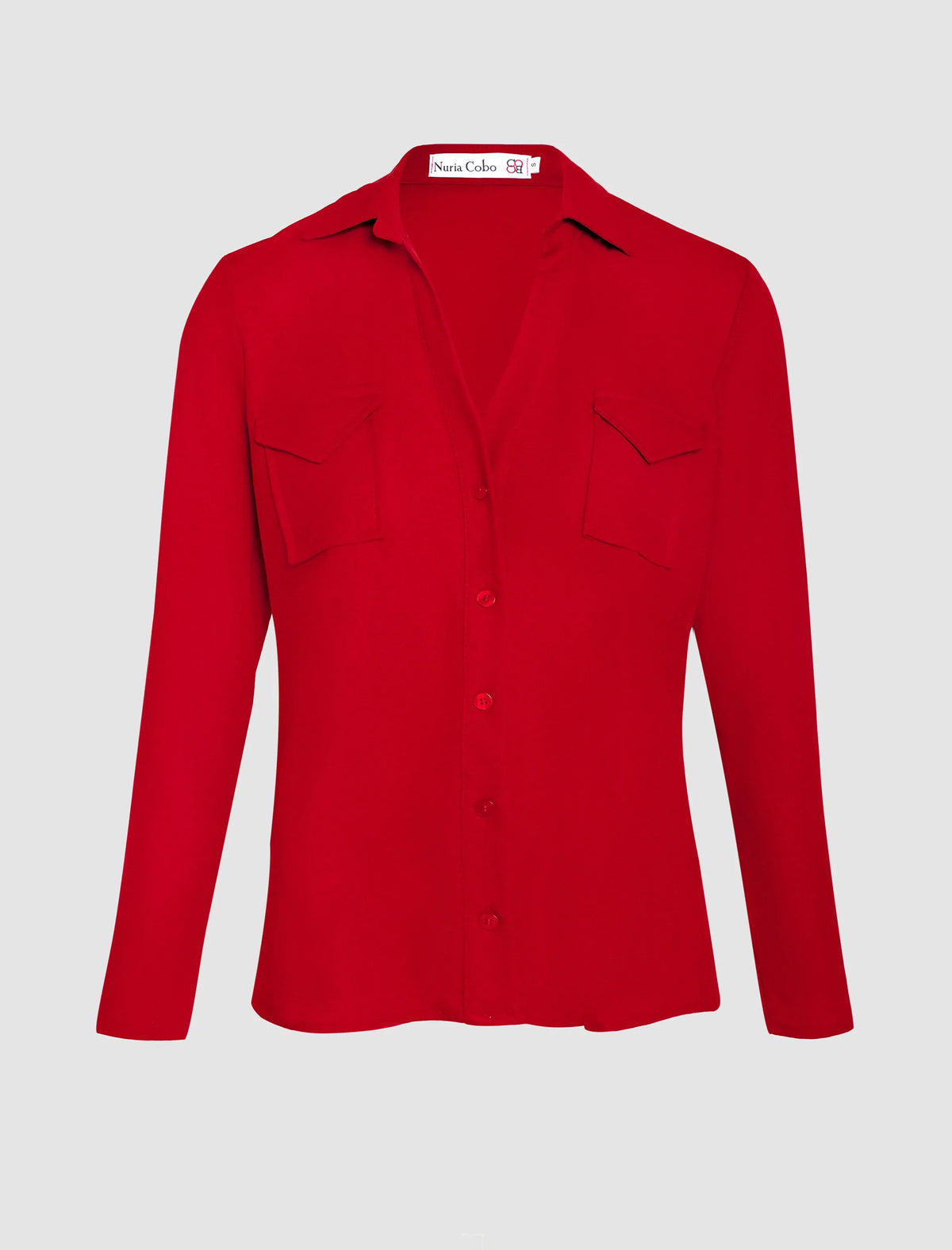 Camisa roja de mujer polo de bolsillos