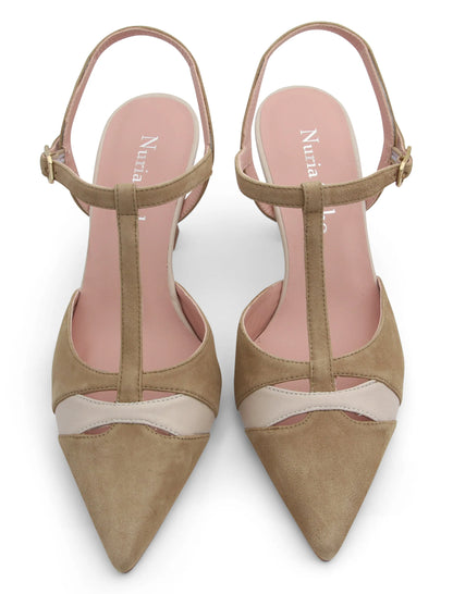 Zapato de salón tacón medio taupe Francine