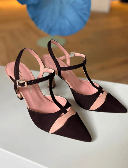 Zapato de salón tacón alto marrón nude Colette