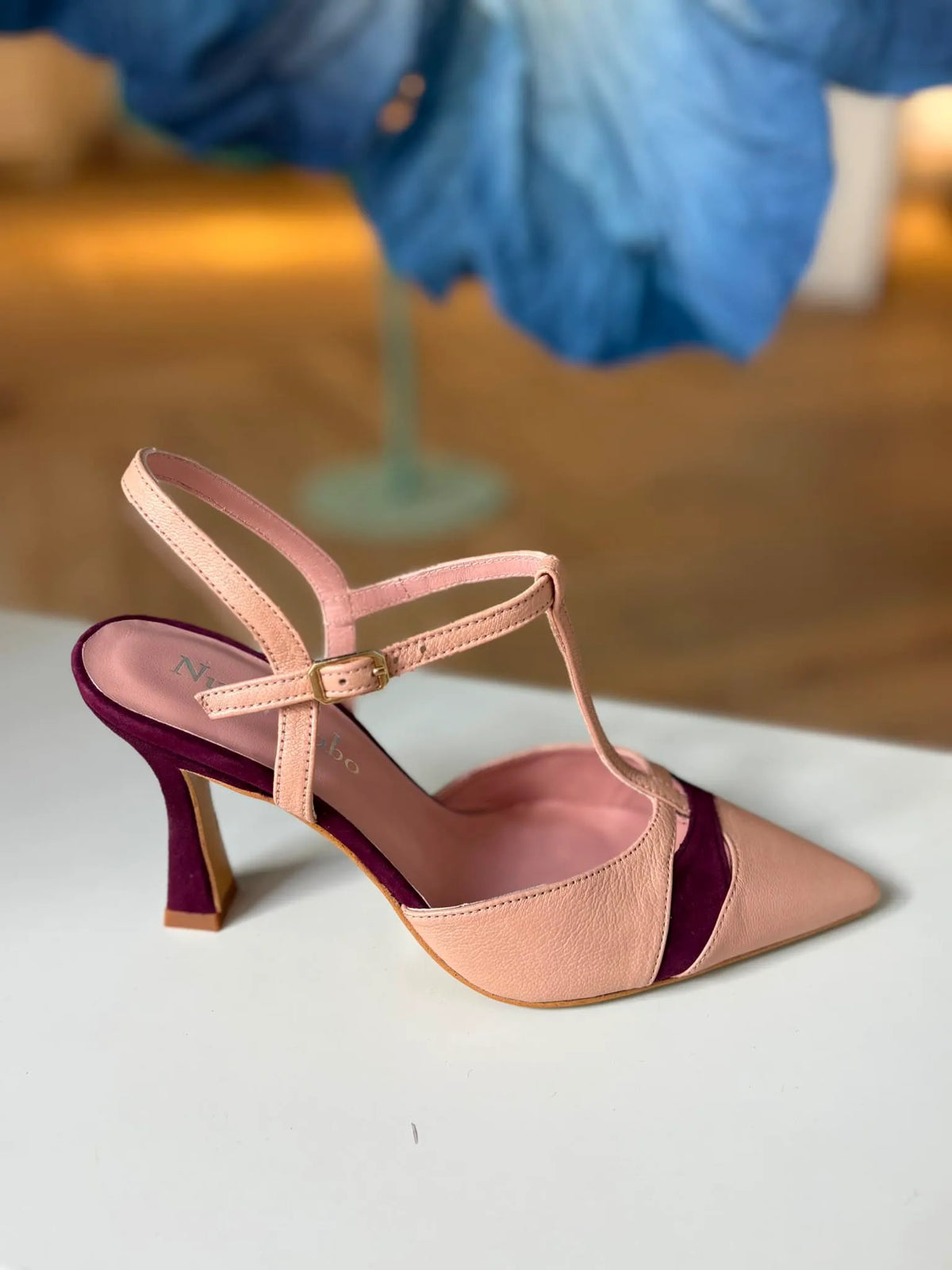 Zapato de salón tacón alto nude burdeos Colette