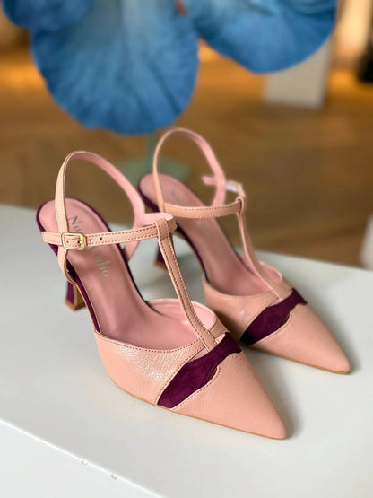 Zapato de salón tacón alto nude burdeos Colette