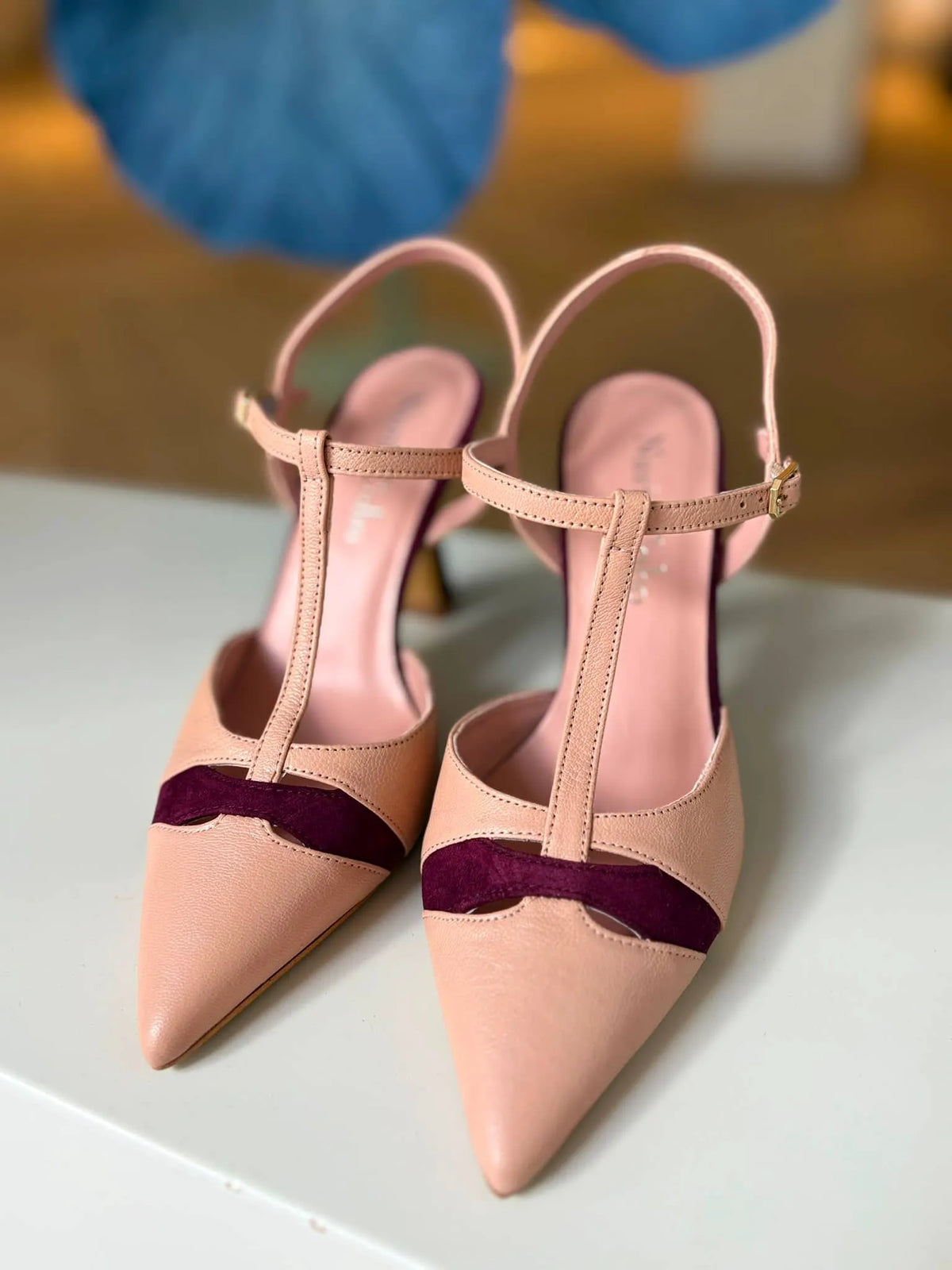 Zapato de salón tacón alto nude burdeos Colette