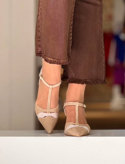 Zapato de salón tacón medio taupe Francine